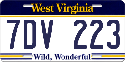 WV license plate 7DV223