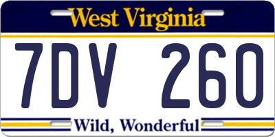 WV license plate 7DV260