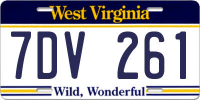 WV license plate 7DV261