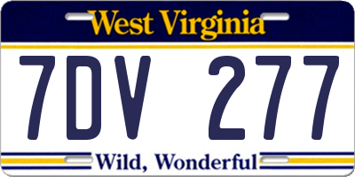WV license plate 7DV277