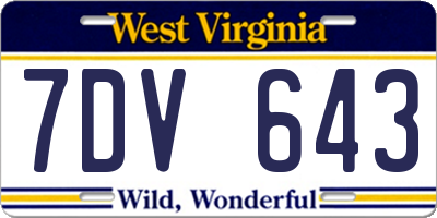 WV license plate 7DV643