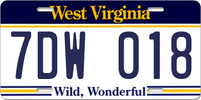 WV license plate 7DW018