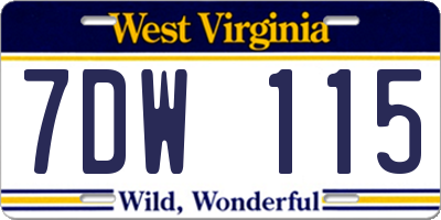 WV license plate 7DW115