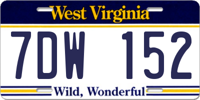 WV license plate 7DW152