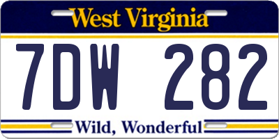 WV license plate 7DW282