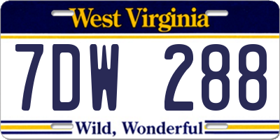 WV license plate 7DW288