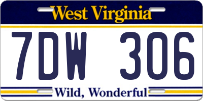 WV license plate 7DW306