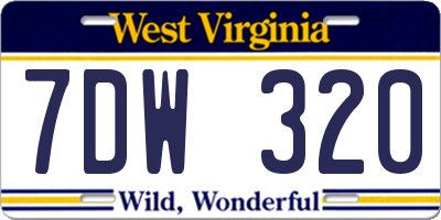 WV license plate 7DW320