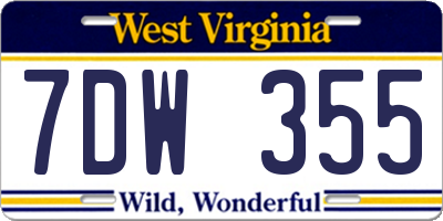 WV license plate 7DW355