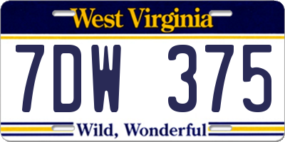WV license plate 7DW375