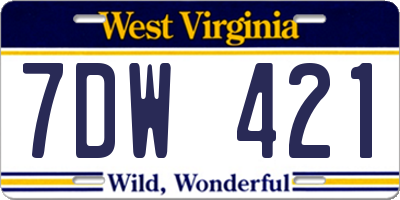WV license plate 7DW421