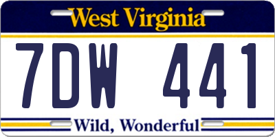 WV license plate 7DW441
