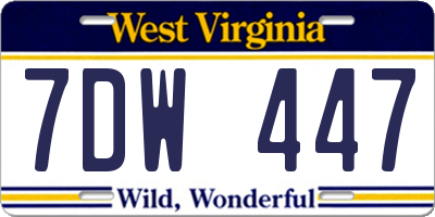 WV license plate 7DW447