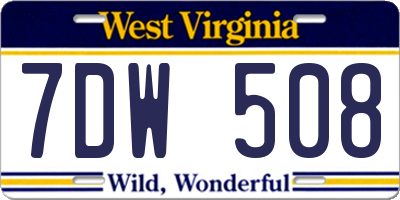 WV license plate 7DW508