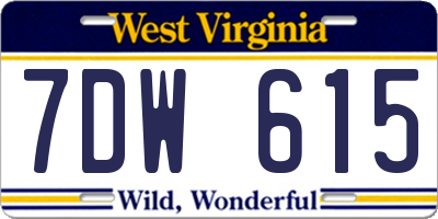 WV license plate 7DW615