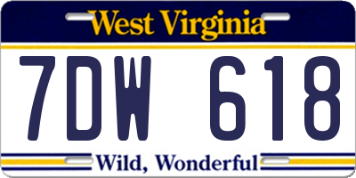 WV license plate 7DW618