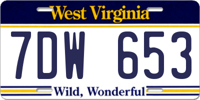 WV license plate 7DW653