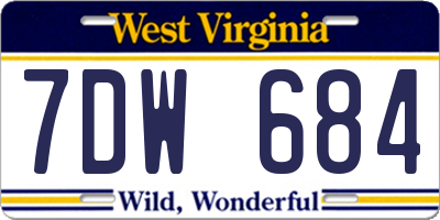 WV license plate 7DW684