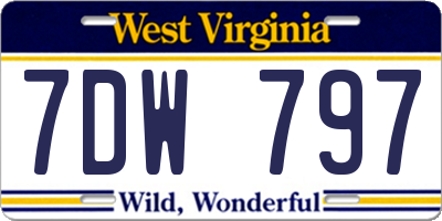 WV license plate 7DW797