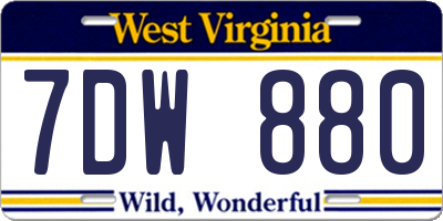 WV license plate 7DW880