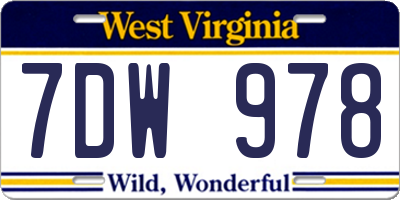 WV license plate 7DW978
