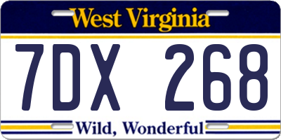 WV license plate 7DX268