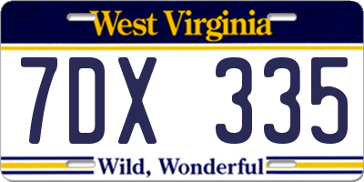 WV license plate 7DX335