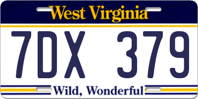 WV license plate 7DX379