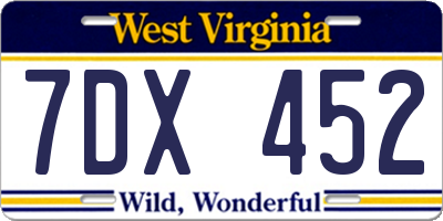 WV license plate 7DX452
