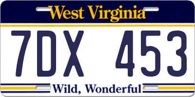 WV license plate 7DX453