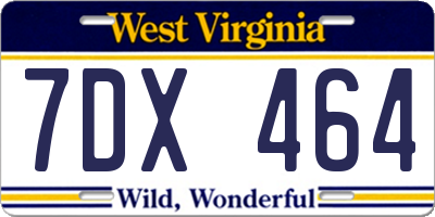 WV license plate 7DX464