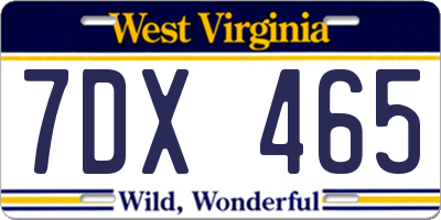 WV license plate 7DX465