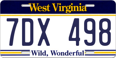 WV license plate 7DX498