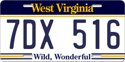 WV license plate 7DX516