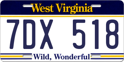 WV license plate 7DX518
