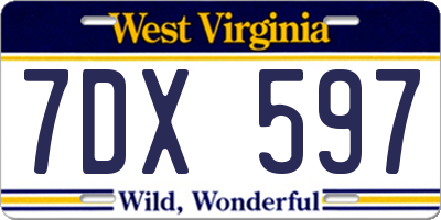 WV license plate 7DX597