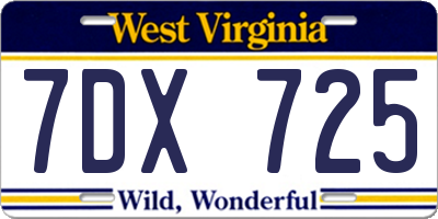 WV license plate 7DX725