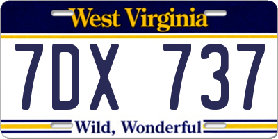 WV license plate 7DX737