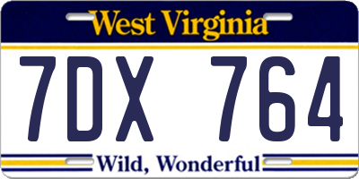 WV license plate 7DX764