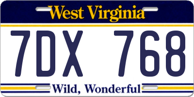 WV license plate 7DX768