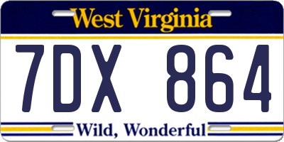 WV license plate 7DX864