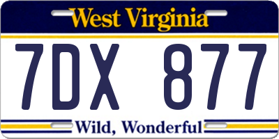 WV license plate 7DX877