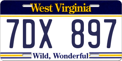 WV license plate 7DX897