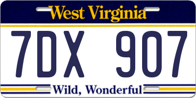 WV license plate 7DX907