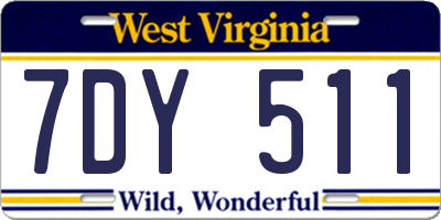 WV license plate 7DY511