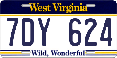 WV license plate 7DY624