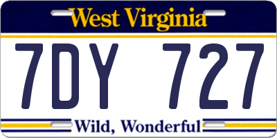 WV license plate 7DY727