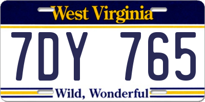 WV license plate 7DY765