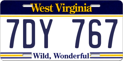 WV license plate 7DY767