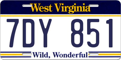 WV license plate 7DY851
